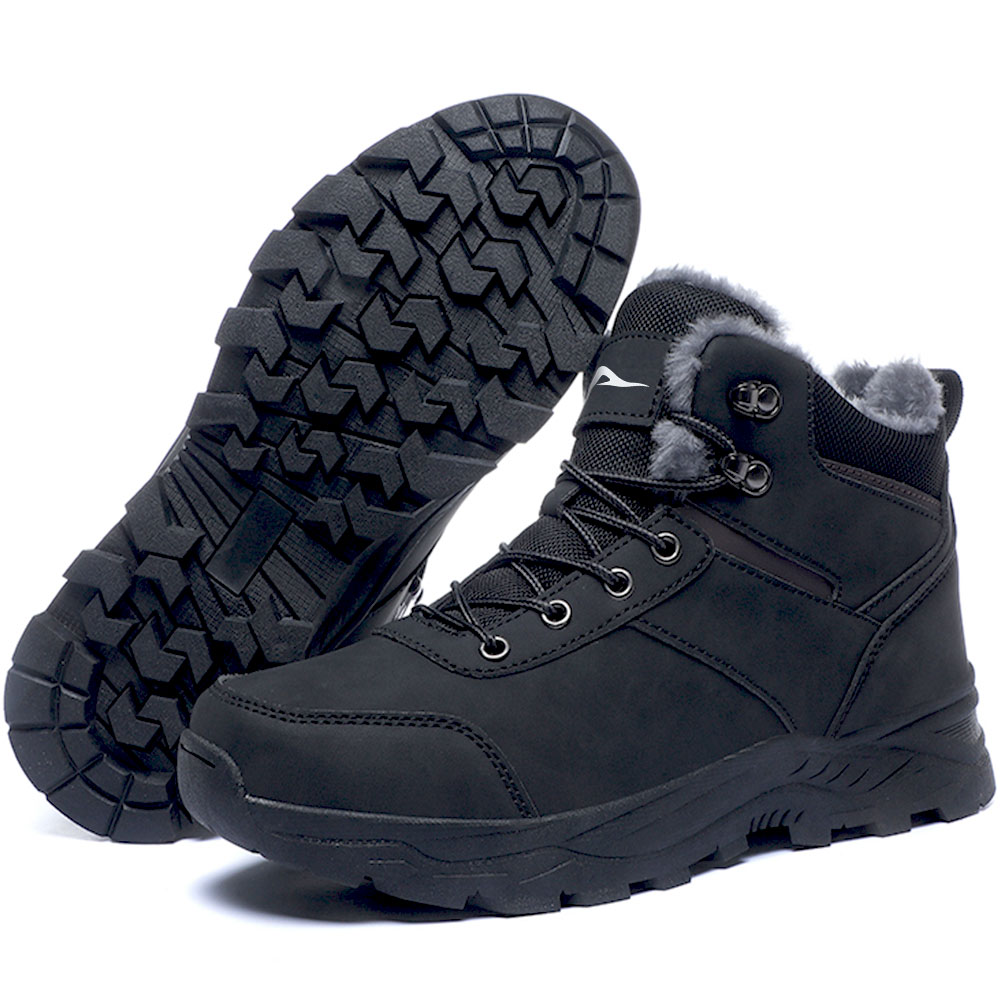 MeMoride Men's Waterproof Snow Boots with Faux Fur Lining