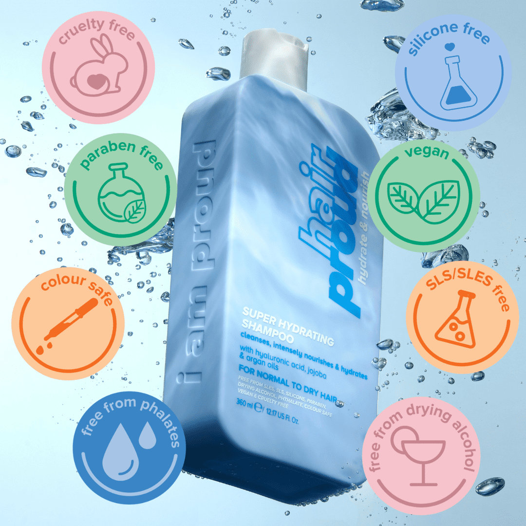 Hair Proud Super Hydrating Shampoo with Hyaluronic Acid, Argan and Jojoba Oil for all Hair Types, 12 fl oz
