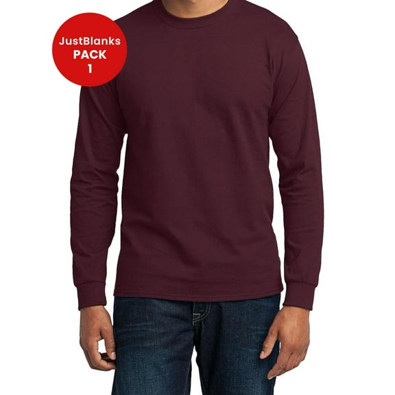 JustBlanks Tall Fit Long Sleeve Core Blend Soft Durable 50 50 Cotton Poly T Shirt