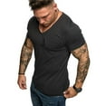 thumbnail image 2 of Mens Shirts Summer Clearance V-Neck Pocket Striped Pattern Casual Fashion Lapel Short Sleeve Shirt, 2 of 9