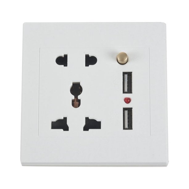 2.1A Adaptador de Enchufe Cargador Pared USB Dual Interruptor Universal Wite Panel Corriente