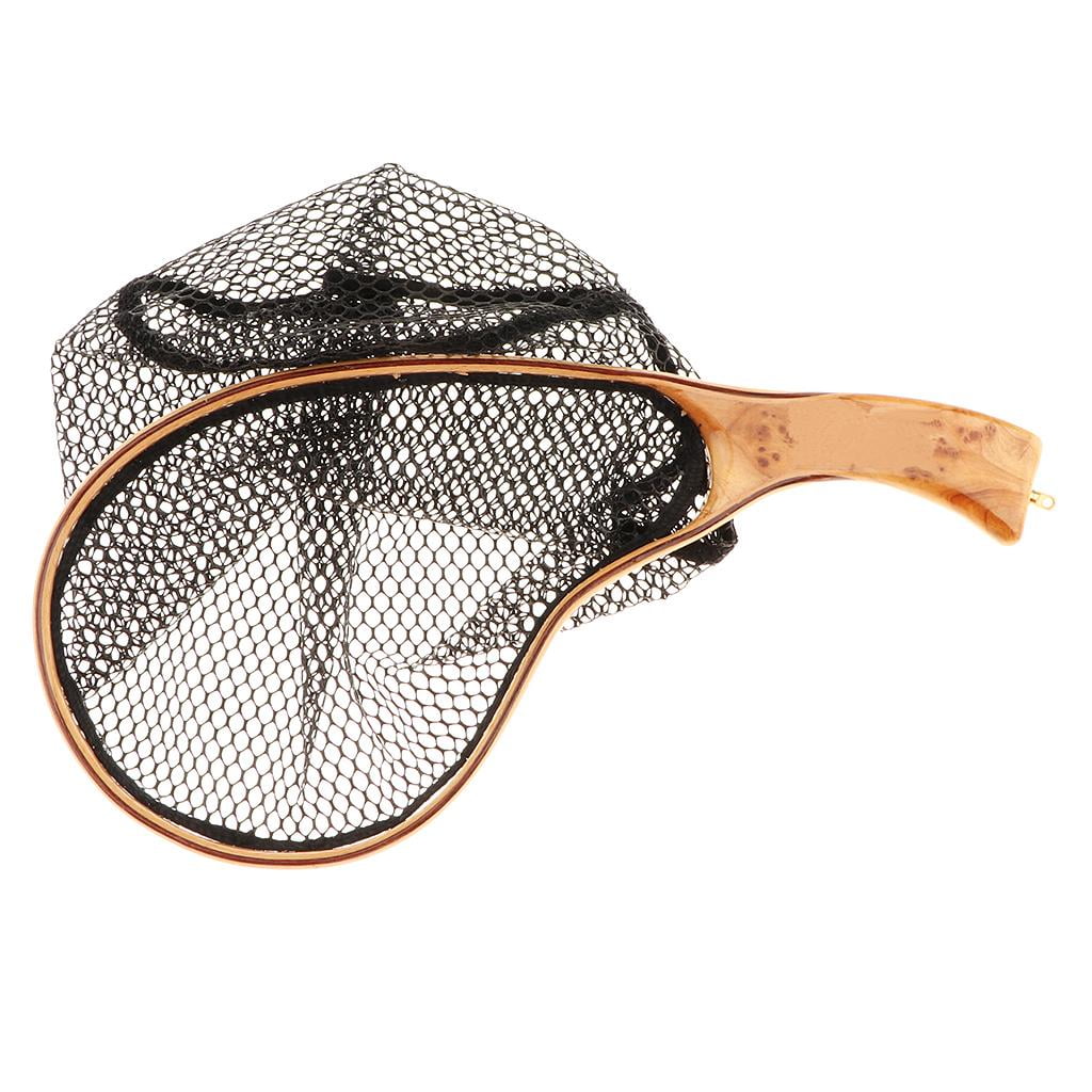 Axioma Fishing Landing Net with Wooden Frame and Soft Rubber Mesh for Trout Fishing as
