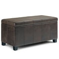 thumbnail image 3 of Dover 36 inch Wide Contemporary Storage Ottoman Bench in Distressed Umber Brown Vegan Leather, 3 of 11