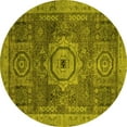thumbnail image 1 of Ahgly Company Indoor Round Abstract Yellow Modern Area Rugs, 7' Round, 1 of 4