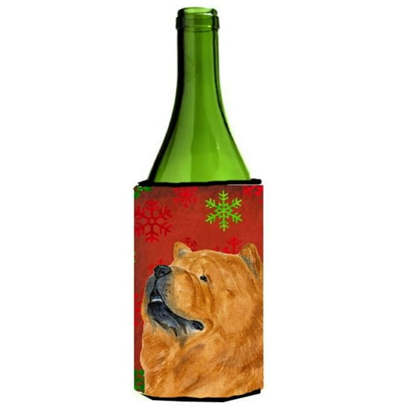 Chow Chow Red And Green Snowflakes Holiday Christmas Wine bottle sleeve - 24 oz.