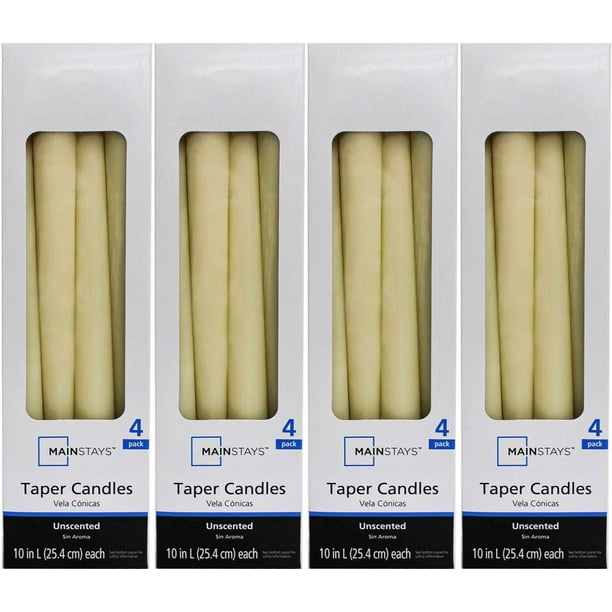 Mainstays Unscented Taper Candles, Ivory, 10 inches, 16Pack Walmart