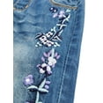thumbnail image 3 of KIDSCOOL SPACE Baby&Little Girls Flower Embroidered Washed Cotton Denim Overalls,Blue,2-3 Years, 3 of 6