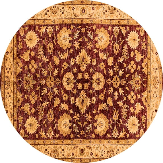 Ahgly Company Indoor Round Oriental Orange Industrial Area Rugs, 5' Round