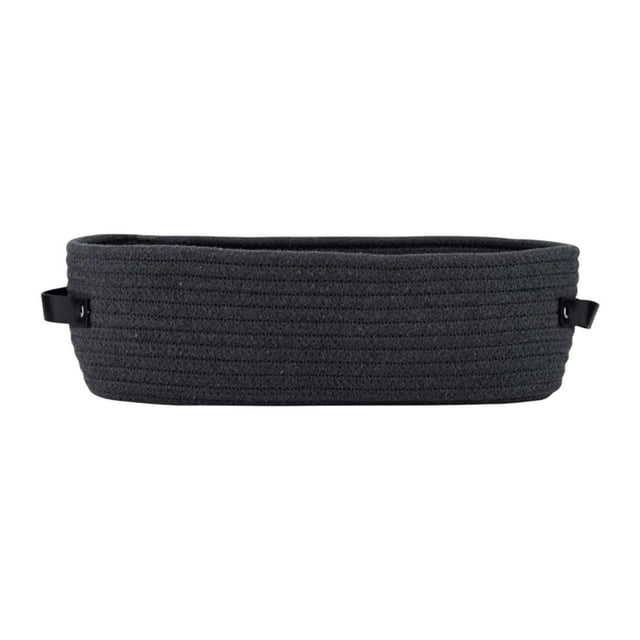 Cesta tejida de cuerda de algodón, contenedor para artículos diversos, organizador de baño Negro