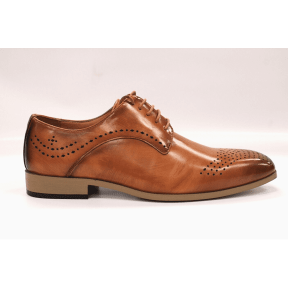 Men's Antonio Cerrelli Tan Faux Perforated Laced Dress Shoes 6873
