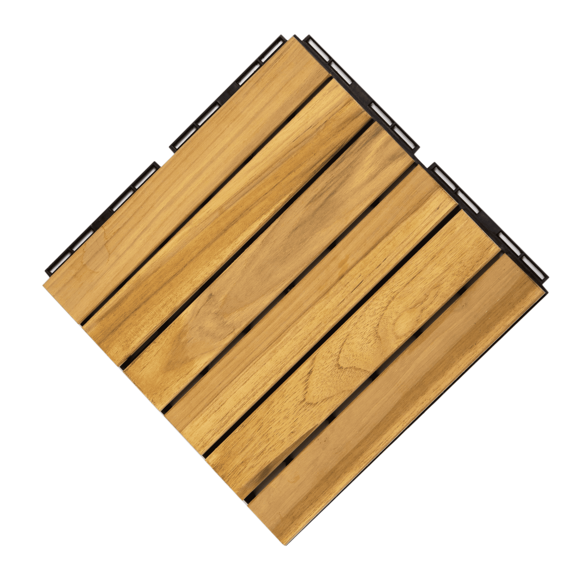 Sesslife Wood Interlocking Flooring Tiles 12" x 12" (Pack of 10), Solid