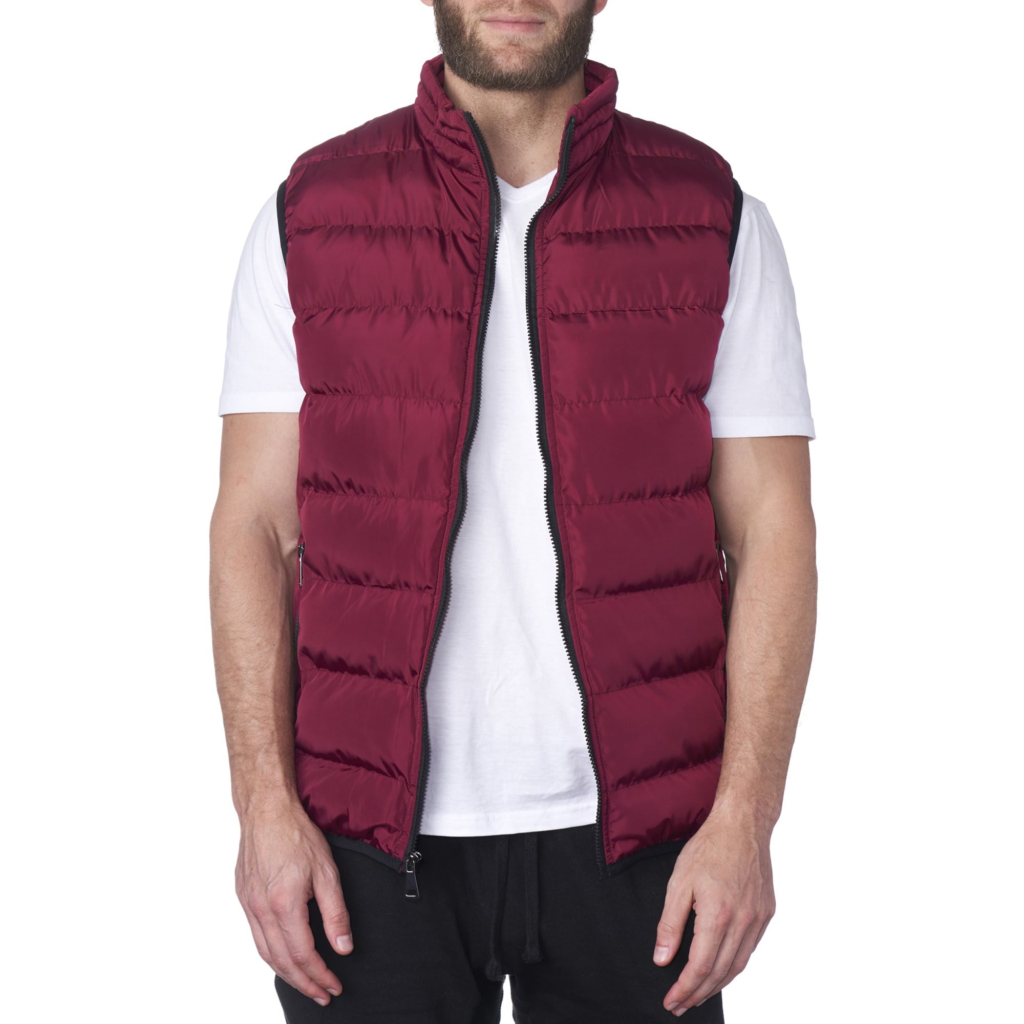 Mens Lightweight Down Vest Jacket Polyester Stand Collar Quilted Outwear Winter Travel Sports Active Sleeveless Puffer Vests 