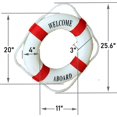 thumbnail image 2 of Lifebuoy Wall Hanging Decor - Welcome Aboard Mediterranean Style Home Decoration (Navy, 18")-Red, 2 of 7