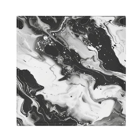

JSTEL Marble Black & White Cloth Napkins Set of 1 20x20 Inch Washable and Reusable Napkin for Decoupage Dinner Party Everyday Use