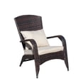 thumbnail image 3 of Gzxs Patio Wicker Chair with Beige Cushions, Outdoor High-Back Chair with Large Seat & Armrests for Deck, Garden & Backyard, Brown, 3 of 10