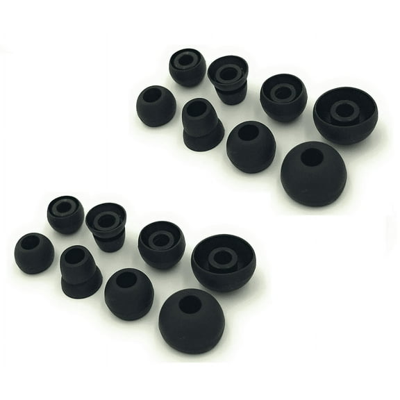 (2 Sets )Black Replacement Earbud Tips for Powerbeats 2 and Powerbeats 3 Wireless in Ear Headphones, 8 Pairs - Small, Medium, Large and Double Flange