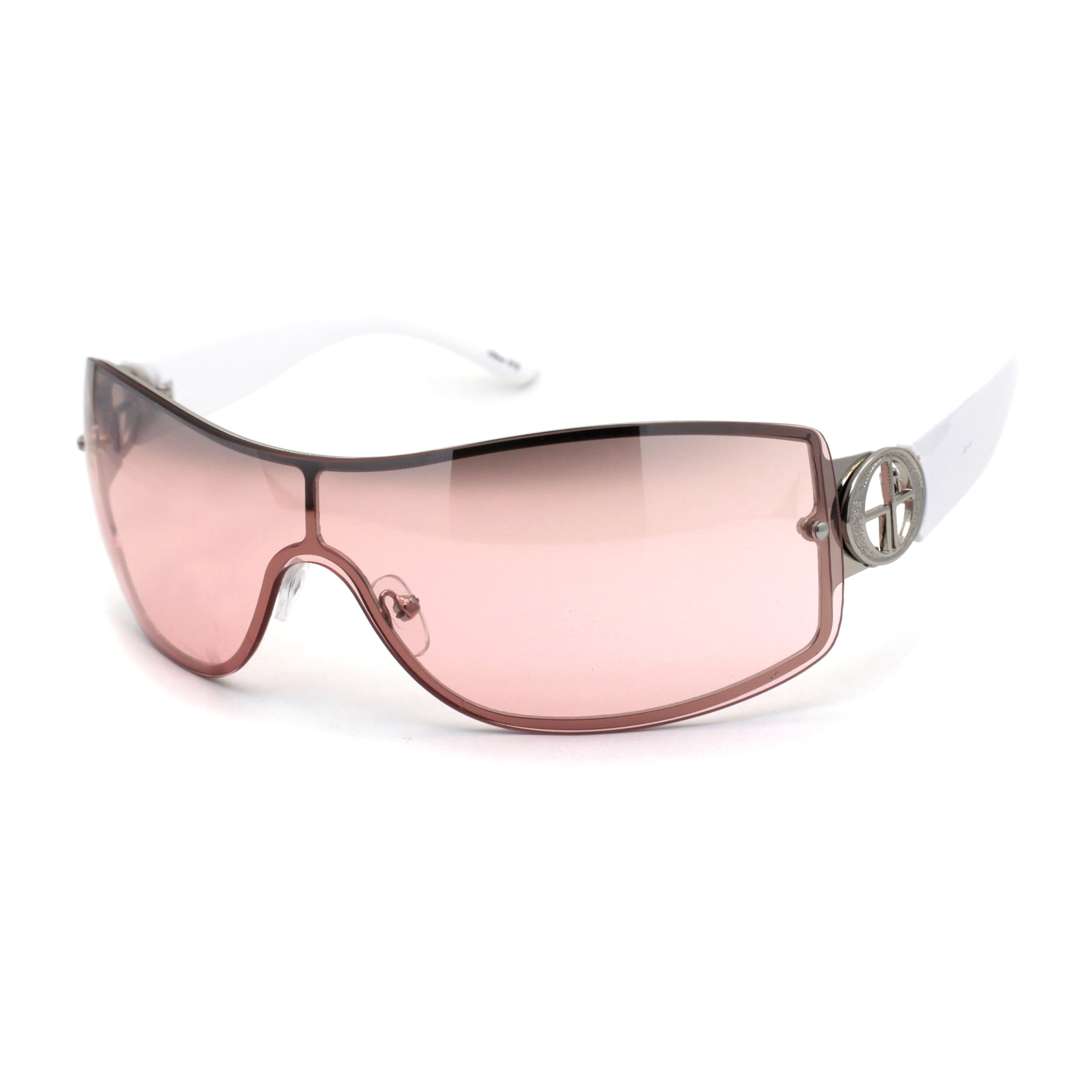 For Women's DG Eyewear Fashion Designer Large Shield Wrap Sunglasses 2032 Pink 