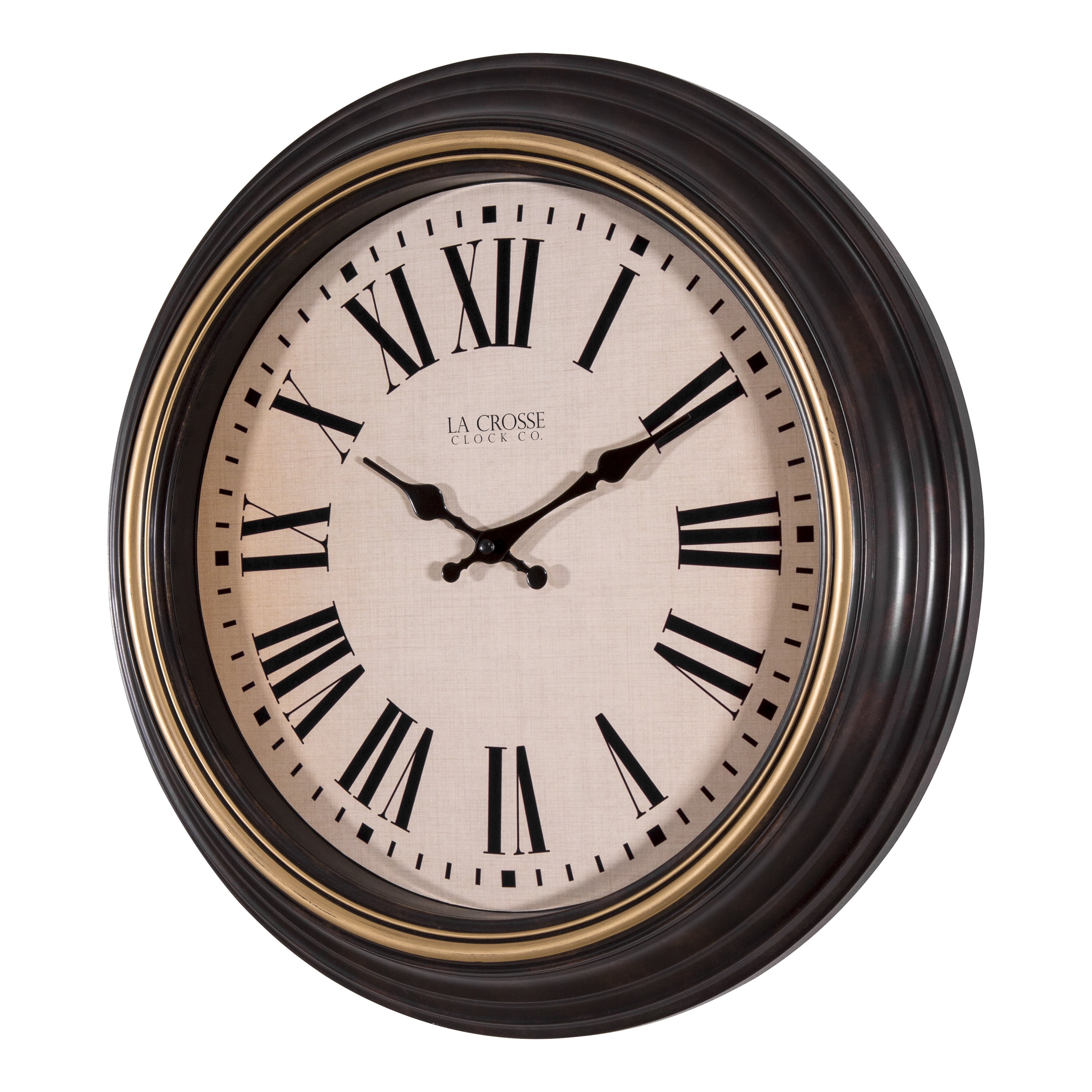 La Crosse Clock 18" Traditions Antique Brown Quartz Analog Wall Clock, 404-3045BK