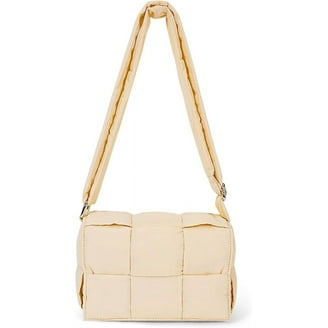 NAARIIAN Olive Green Puffer Shoulder Bag - Woven Nylon Crossbody Purse For Women, Small Size, Detachable Strap