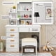 thumbnail image 4 of Buro Con Espejo Luz Led Vanity Taburet 5 Cajones Blanco, 4 of 5