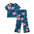 thumbnail image 3 of Abcomgle Girls Lounge Sets 4-16 Girls 2 Piece Outfits Hawaiian Floral Print Short Sleeve Shirts and Wide Leg Pants Set Cute Preppy Girls Activewear Sets,7-8 Years, 3 of 4