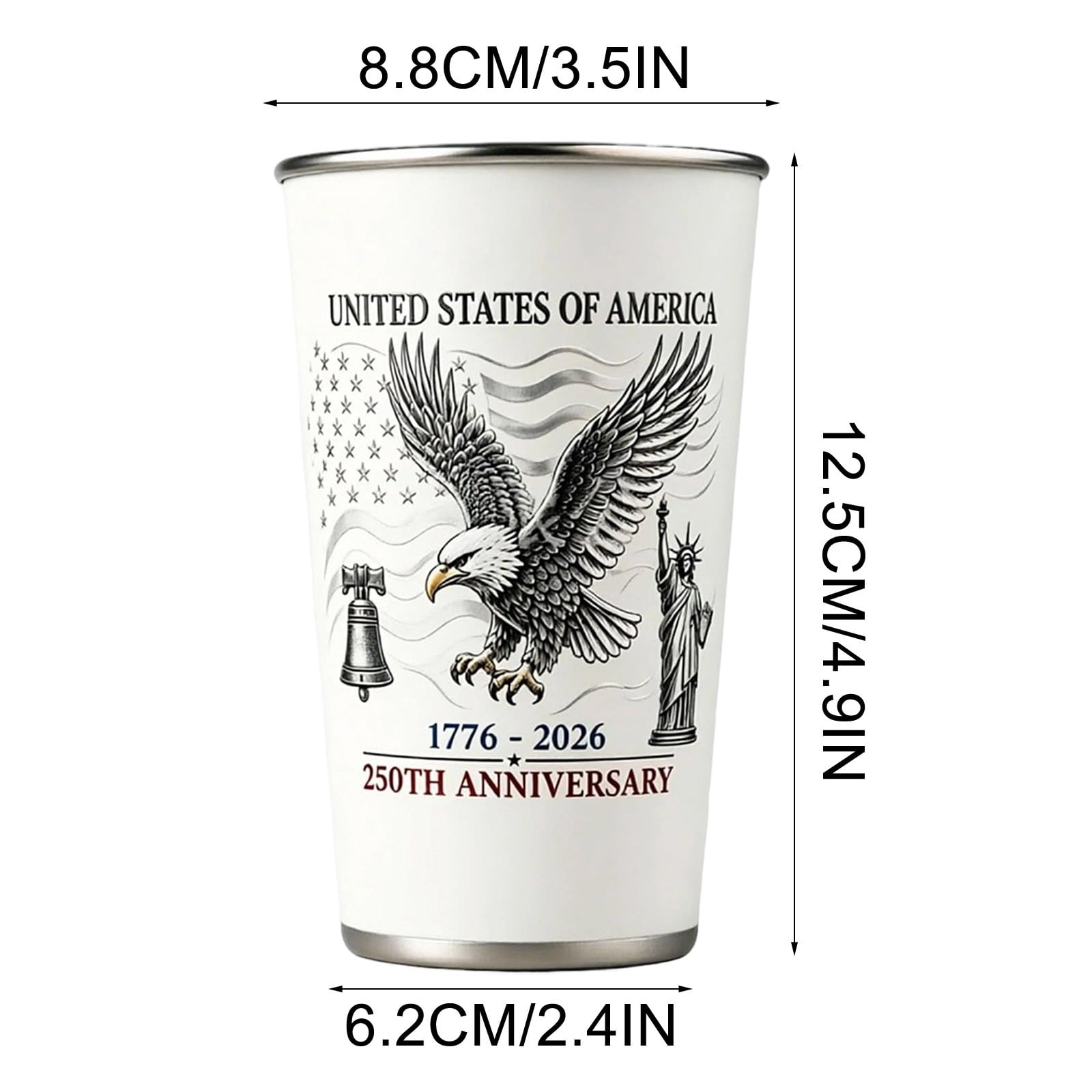 USA 250th Anniversary Color Changing Tumbler, Stainless Steel Color-Changing Insulated Mug, 16oz Cold Activated Color Changing Tumbler, Reusable BPA-Free Drink Cup