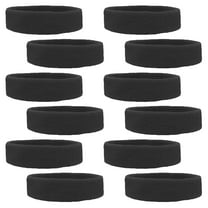 12 PCS Sweatbands Cotton Sports Headbands Terry Cloth Moisture Wicking Athletic Basketball Headband, Black