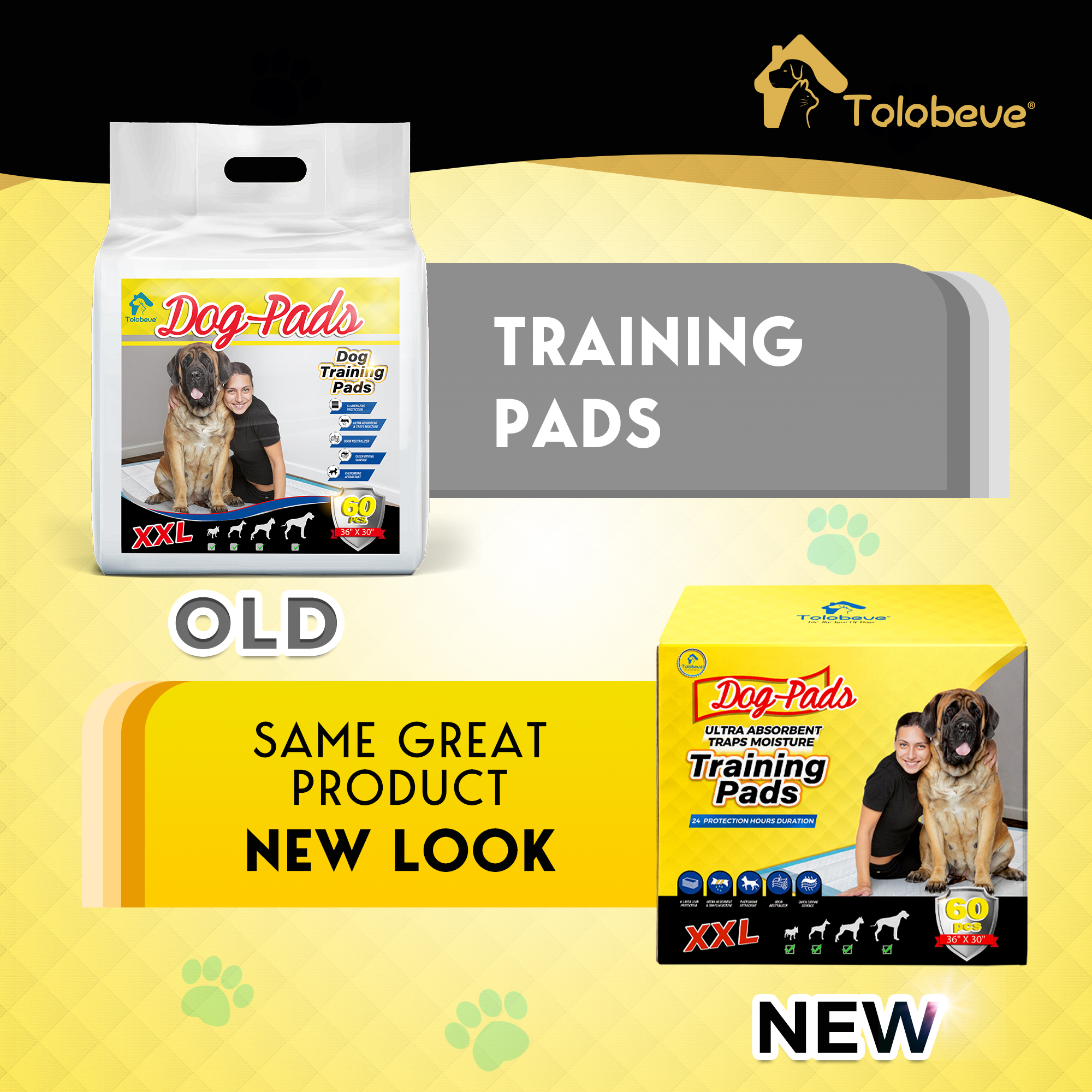 Tolobeve Dog Training Pads, XXL, 30" x 36", 60ct photo 2