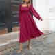 thumbnail image 5 of mfyjkho Vestidos para mujer, Vestido informal de color liso con volantes y cuello cuadrado para mujer Vestidos maxi para mujer m, 5 of 7
