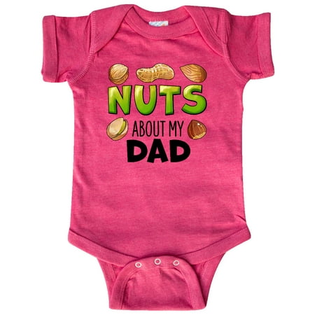 

Inktastic Nuts About My Dad Peanut Almond Pistachio Gift Baby Boy or Baby Girl Bodysuit