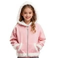 thumbnail image 3 of Jinhomg Girls Zip up Hoodie Jacket Sherpa Lined Jackets Kids Cute Fur Trim Hooded Sweatshirts Warm Winter Fleece Coats Outwear with Pockets, 3 of 6