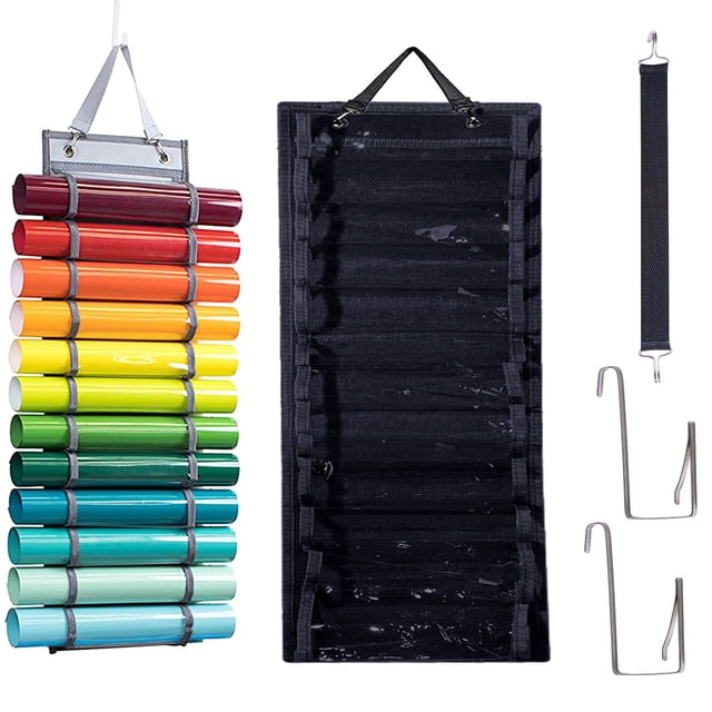 Portarrollos De Vinilo Estante De Almacenamiento De Vinilo Con 12/24 Compartimentos Montaje En Pared Con 2 Ganchos Craft Vinyl Roll Keeper Para Craft Room Closet Studio Muyoka Hogar