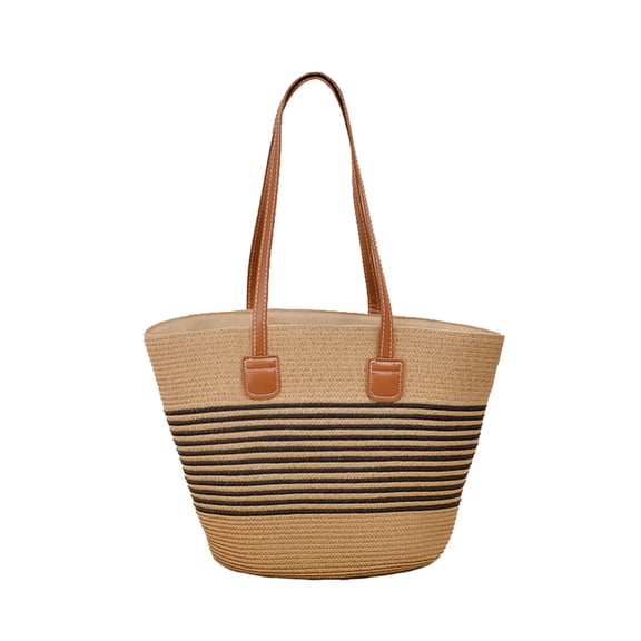 Handwoven Straw Shoulder Bag Summer Beach Tote Woven Purse Casual Travel Handbag