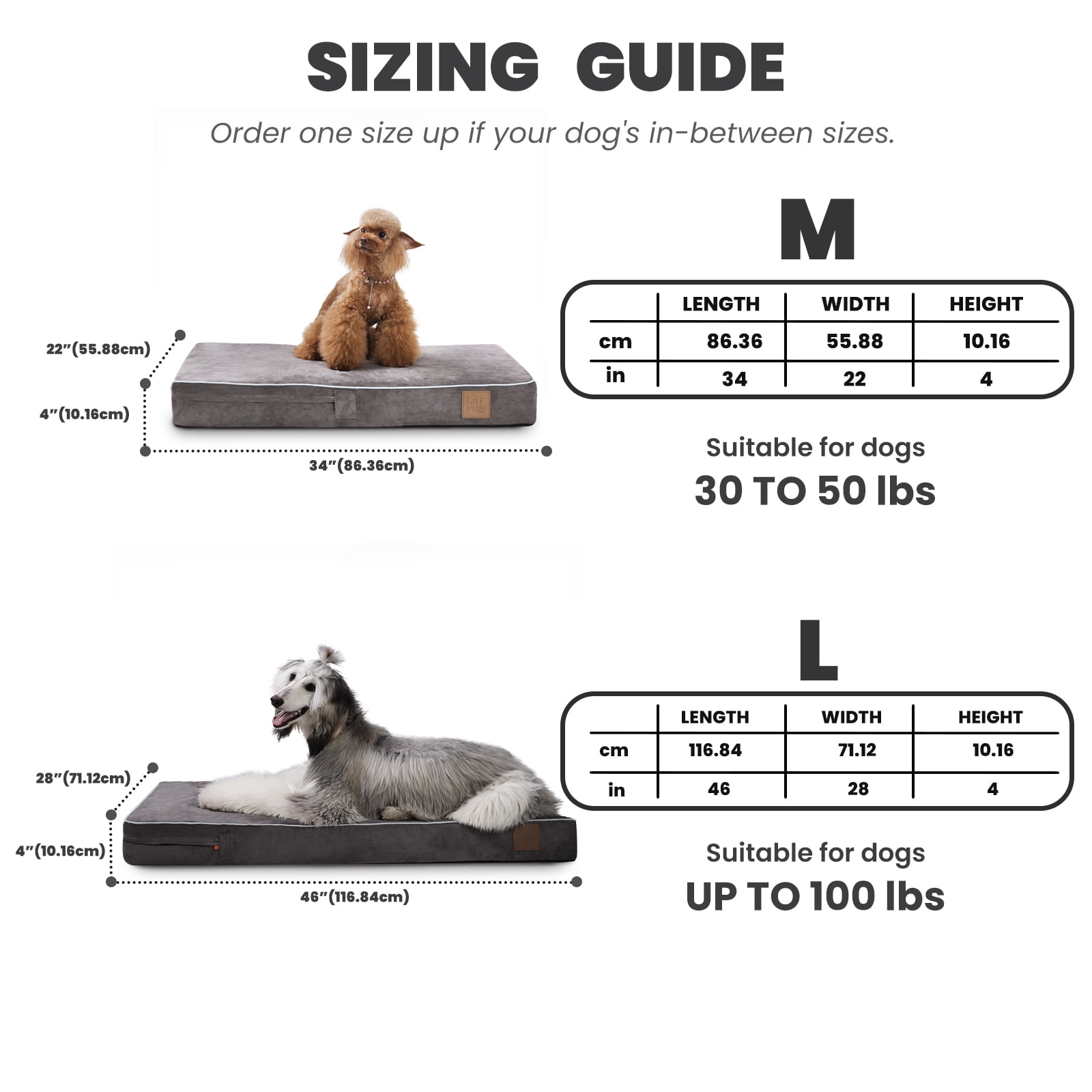 laifug high density(45d) memory foam (34"x22"x4") orthopedic waterproof pet/dog bed with washable cover.