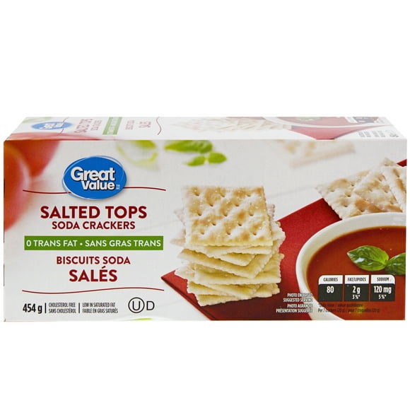 Great Value Salted Tops Soda Crackers, 453 g