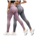 thumbnail image 2 of Mnuaqn 2 Pack Cellulite Leggings, High Waist 3D Anti Cellulite Leggings for Women, Slimming Workout Yoga Pants Light Purple for Size M, 2 of 4