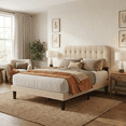 thumbnail image 7 of Queen Bed Frame with Headboard, Upholstered Platform Bed - Noise-Free, No Box Spring Needed, Easy Assembly, Modern Bedroom Furniture, Beige, 7 of 7