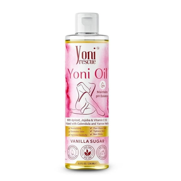 Yoni Rescue Daily Vaginal Moisturizing Natural Oil with Apricot, Jojoba & Vitamin E - 8 oz, Vanilla Sugar Scent