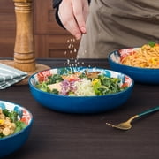 Ceramic Pasta Bowls Salad Bowl, Blue, 4-Piece