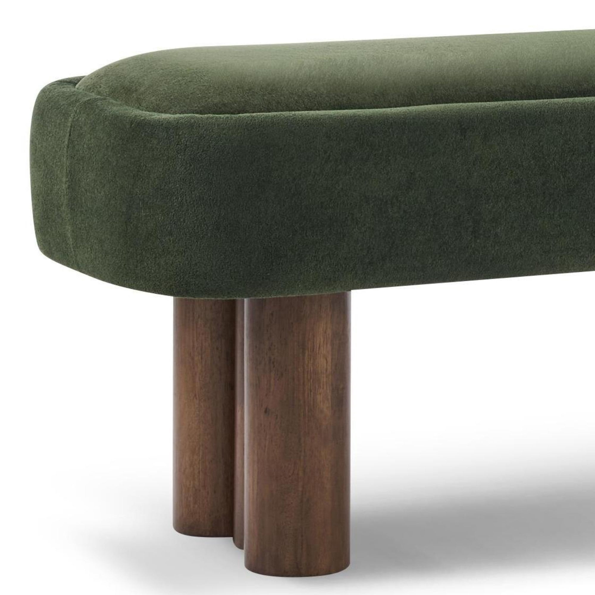 Sailvan 60" Boucle Dining Bench,Upholstered Kitchen Seating with Walnut Legs,Modern Indoor Bench for Entryway and Living Room Green