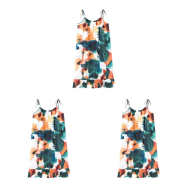 Sonducket Nightgown Night Dress Round Collar Loose Dresses Sleeveless Skirt Casual Sling Sleepwear for Home Holiday Type1 NO1