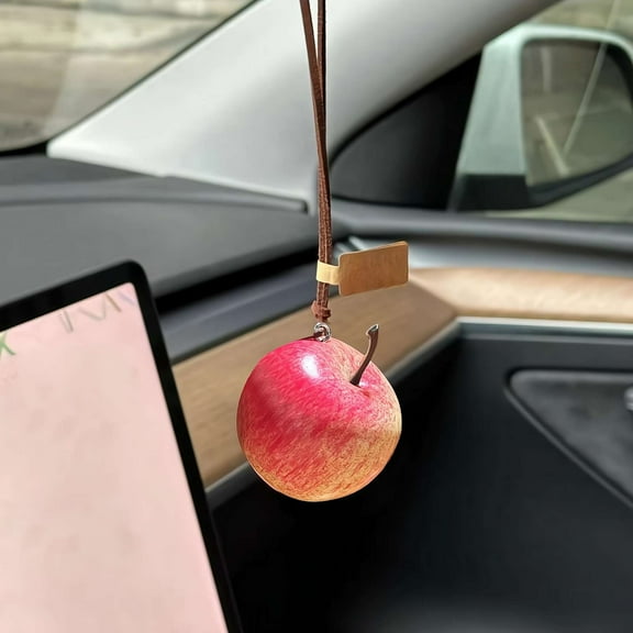 Red Fruit-Shaped Car Hanging Ornament, Mini Apple-Shaped Pendant Car Charm Ornament, Stress-Relief Design Christmas Tree Decoration for Car Interior Rear View Mirror Decor