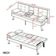 thumbnail image 5 of BSHTI 69.49" Convertible Futon Sofa Bed with Drop Down Cup Holders, 5-Position Adjustable Backrest, Side Storage Pocket, Removable Arm Cushions for Small Space, White, 5 of 13