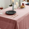 thumbnail image 4 of 100% Pure Linen Rectangle Tablecloths 60x108Inches for Dining,Buffet Parties,Picnic,Events,Weddings and Restaurants,Decorative Halloween,Thanksgiving Machine Washable Tablecloths-Muddy Pink, 4 of 12