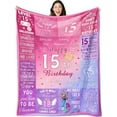 thumbnail image 1 of LHSHID 15 Year Old Boys Gifts for Birthday Blanket 15th Birthday Gifts for Boys Gifts for 15 Year Old Boys Quinceanera Gifts 15th Birthday Decorations for Teen Girls Boys Throw Blanket 40"x50", 1 of 6