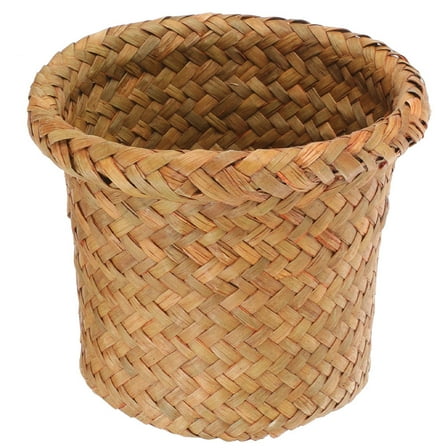 PAMINGONO Wicker Woven Trash Basket Seagrass 1Pcs 7.07x7.07x5.50in