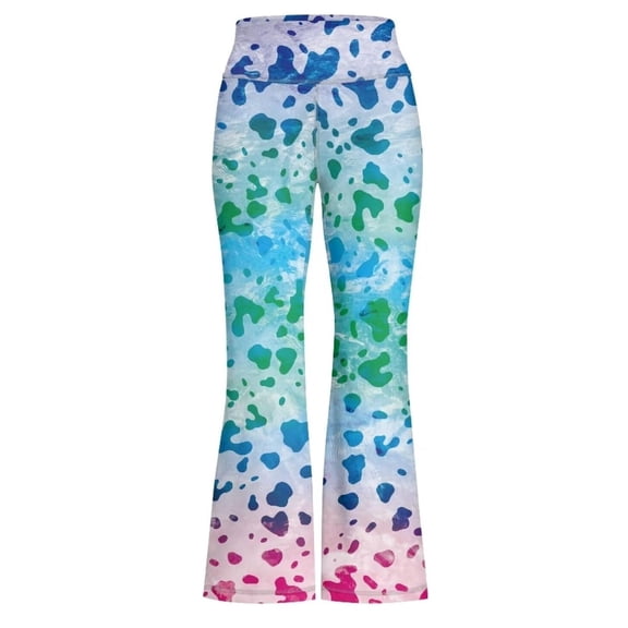 JAJAHO High Waisted Yoga Flared Pants For Girls Kids 5-14Y Teens Casual Gradient Leopard Buttery Soft Slim Fit Workout Pants Cozy Trousers