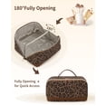 thumbnail image 7 of Leopard Print Travel Makeup Bag Cosmetic Bag Toiletry Bag for Women, Wide Open Organizer Pouch with Divider Handle Portable Quilted Open Flat, Brown, 7 of 7