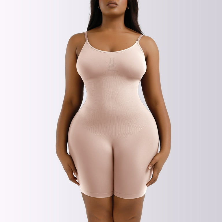 1pc Women's Skin-colored Shapewear Bodysuit With Belly Control