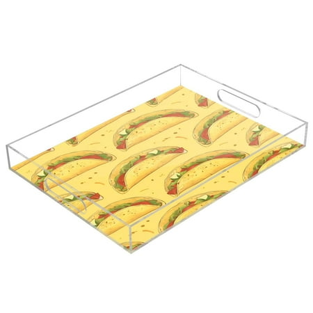 

Acrylic Tray 15.7*11.8*1.9 Inch Transparent Tray Food Tray Tea Cup Tray Serving Trays Cosmetics Storage Kitchen Table Bathroom Sundry Storage Yellow Taco